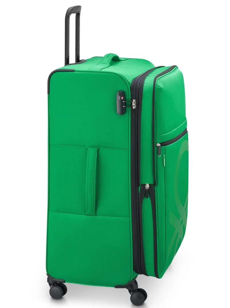 United Colors Of Benetton  Color Block 81 Cm 4-Double Wheeled Softside Expandable Check-In Luggage Trolley Case - Green  | Best Price UAE